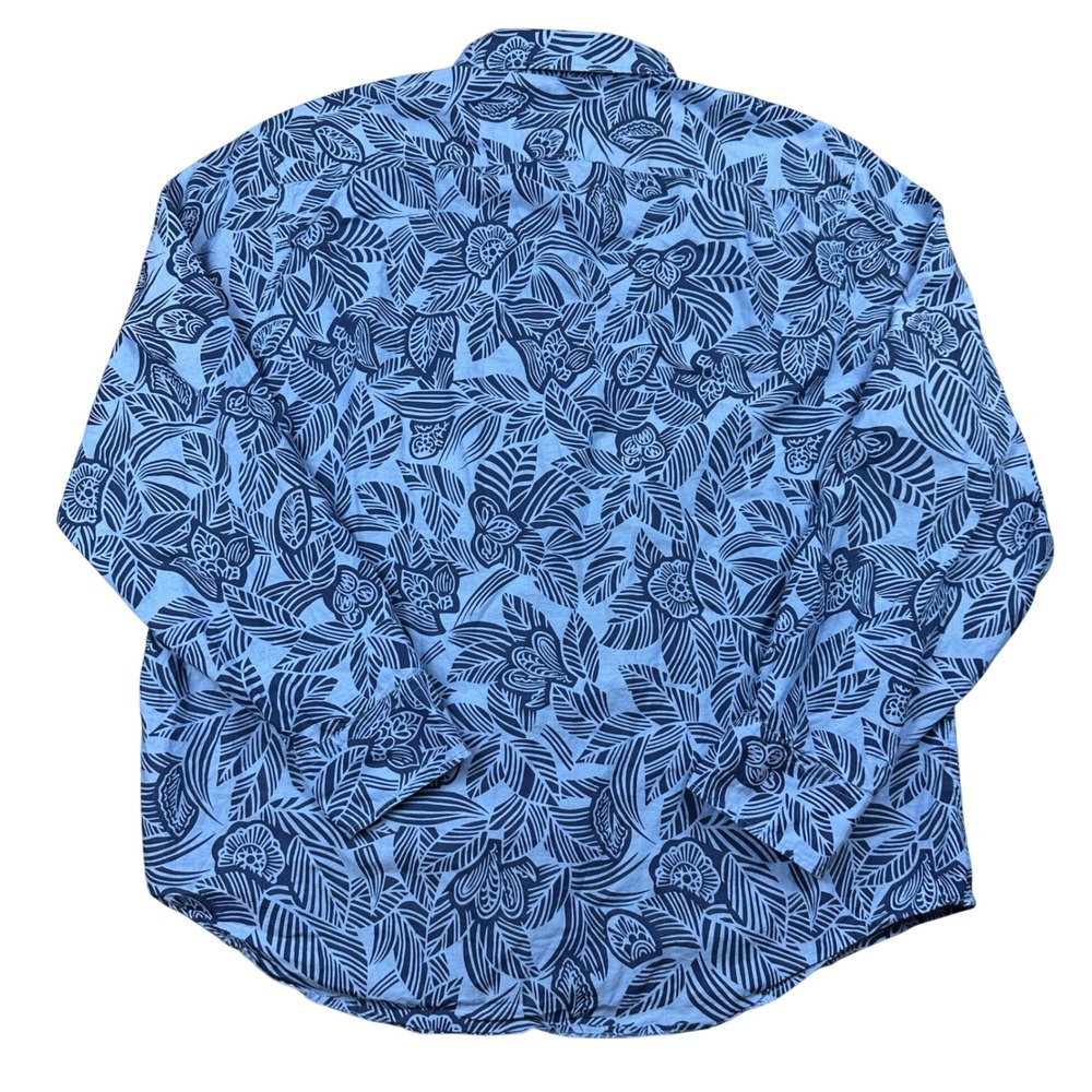 Bonobos Mens Blue Tropical Leaf Print Button Down Shirt XXL Standard Fit Cotton - Picture 3 of 8